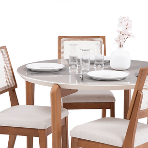 Comedor Donatella Red 1.15 + 4 Sillas Saga Ratan Ts L02