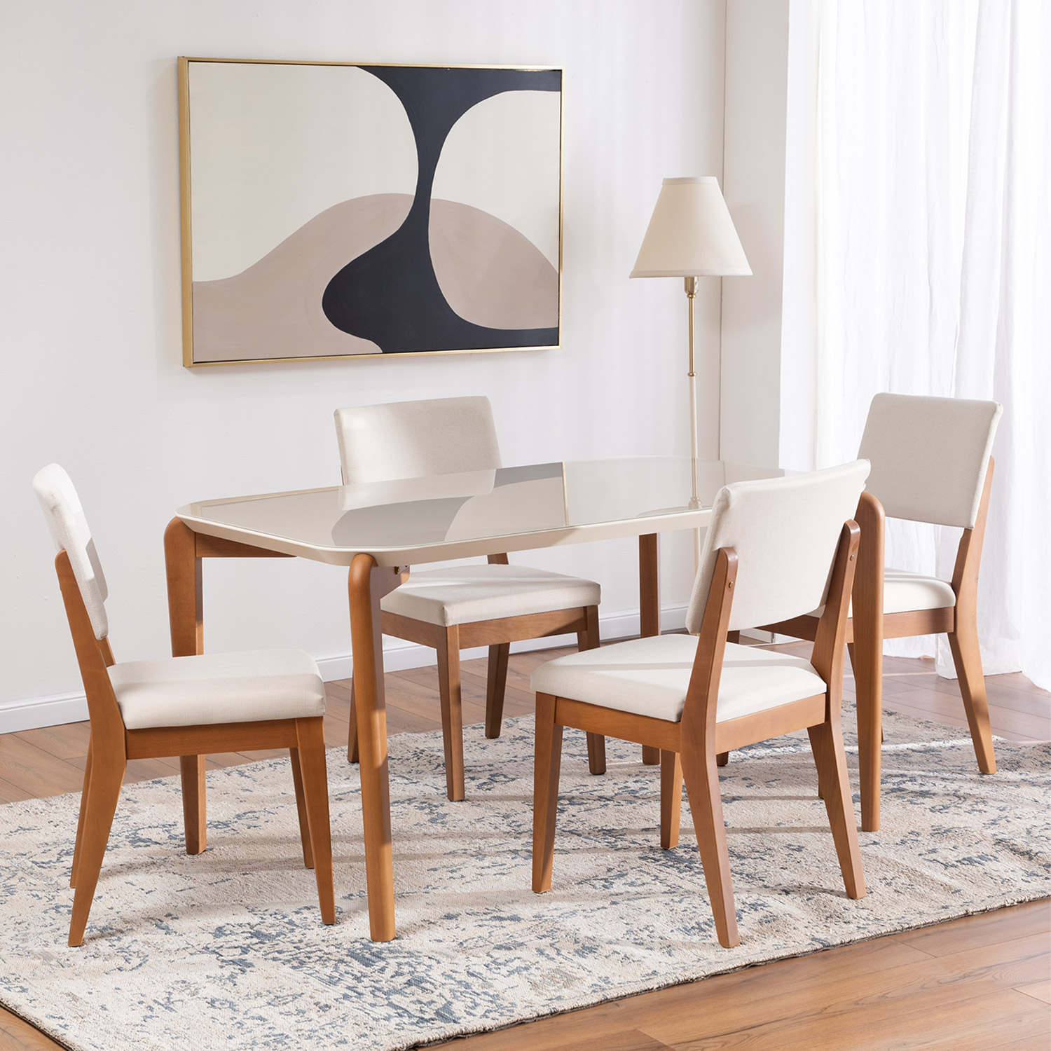 Comedor Donatella 1.35 + 4 Sillas Ella L02 1