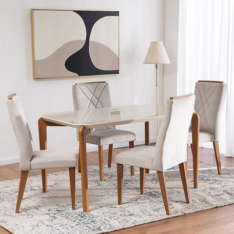 Comedor Donatella 1.35 + 4 Sillas Megan
