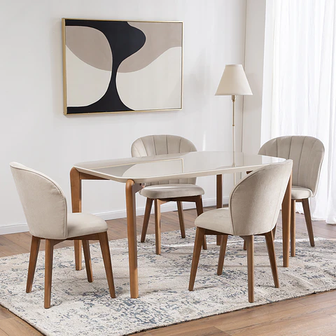 Comedor Donatella 1.35 + 4 Sillas Alba Soft Palha