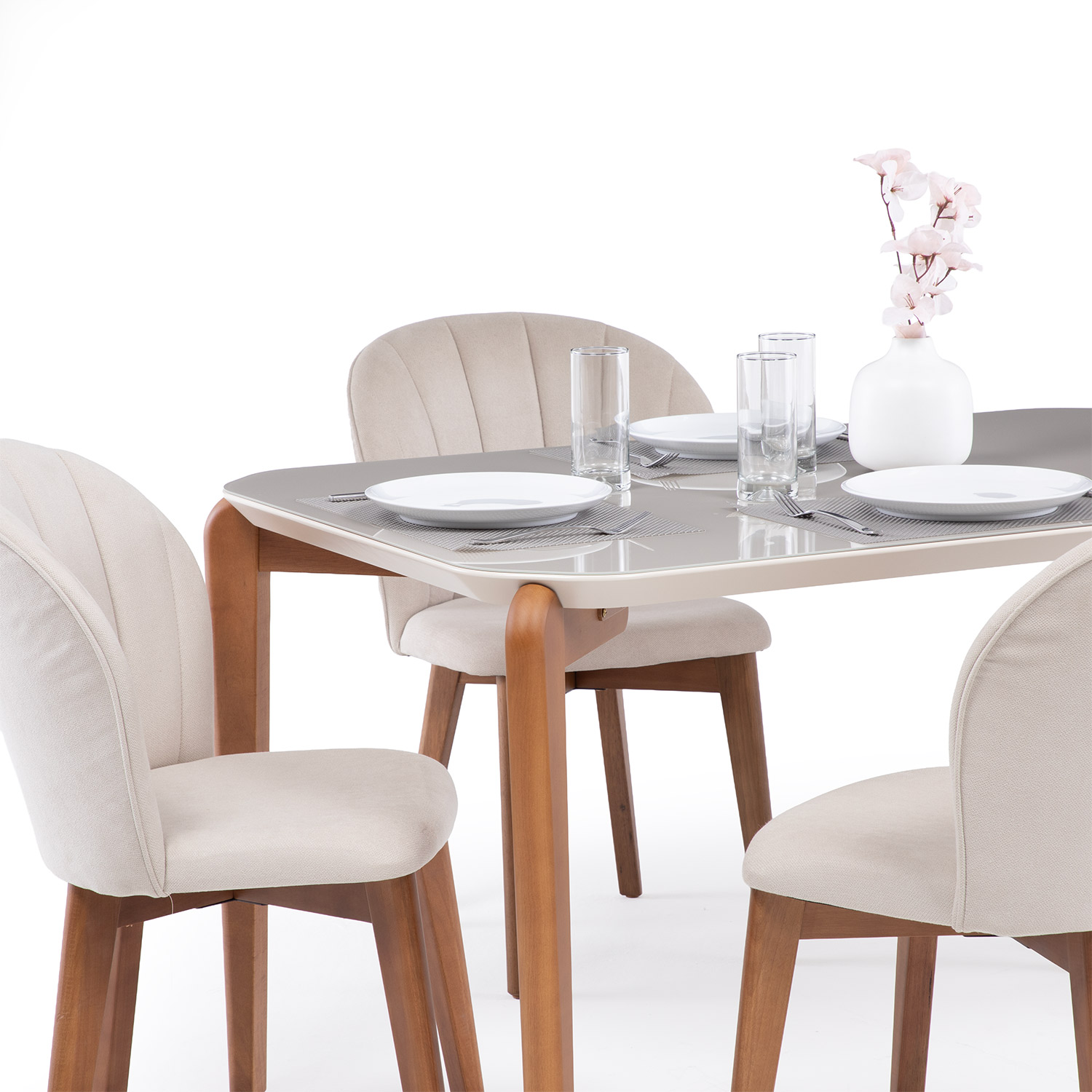 Comedor Donatella 1.35 + 4 Sillas Alba Soft Palha 2