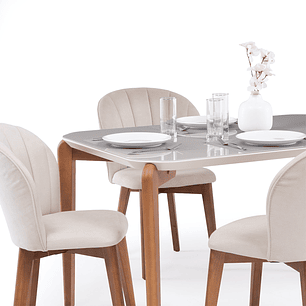 Comedor Donatella 1.35 + 4 Sillas Alba Soft Palha
