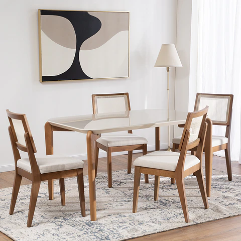Comedor Donatella 1.35 + 4 Sillas Saga Ratan Ts L02