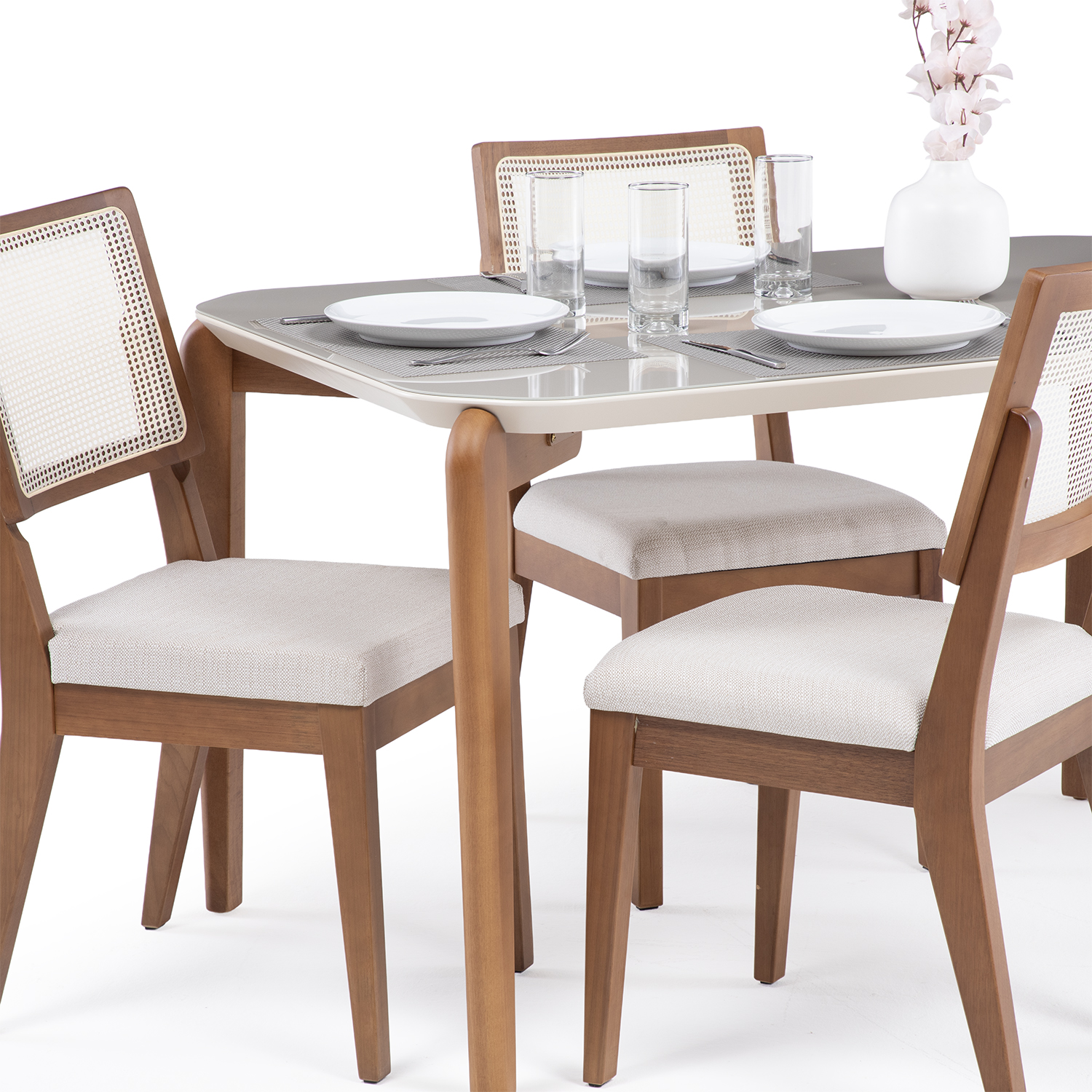 Comedor Donatella 1.35 + 4 Sillas Saga Ratan Ts L02 2