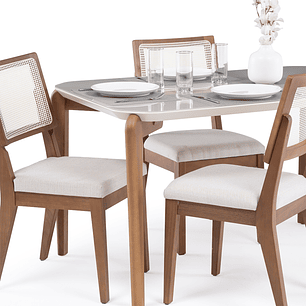 Comedor Donatella 1.35 + 4 Sillas Saga Ratan Ts L02