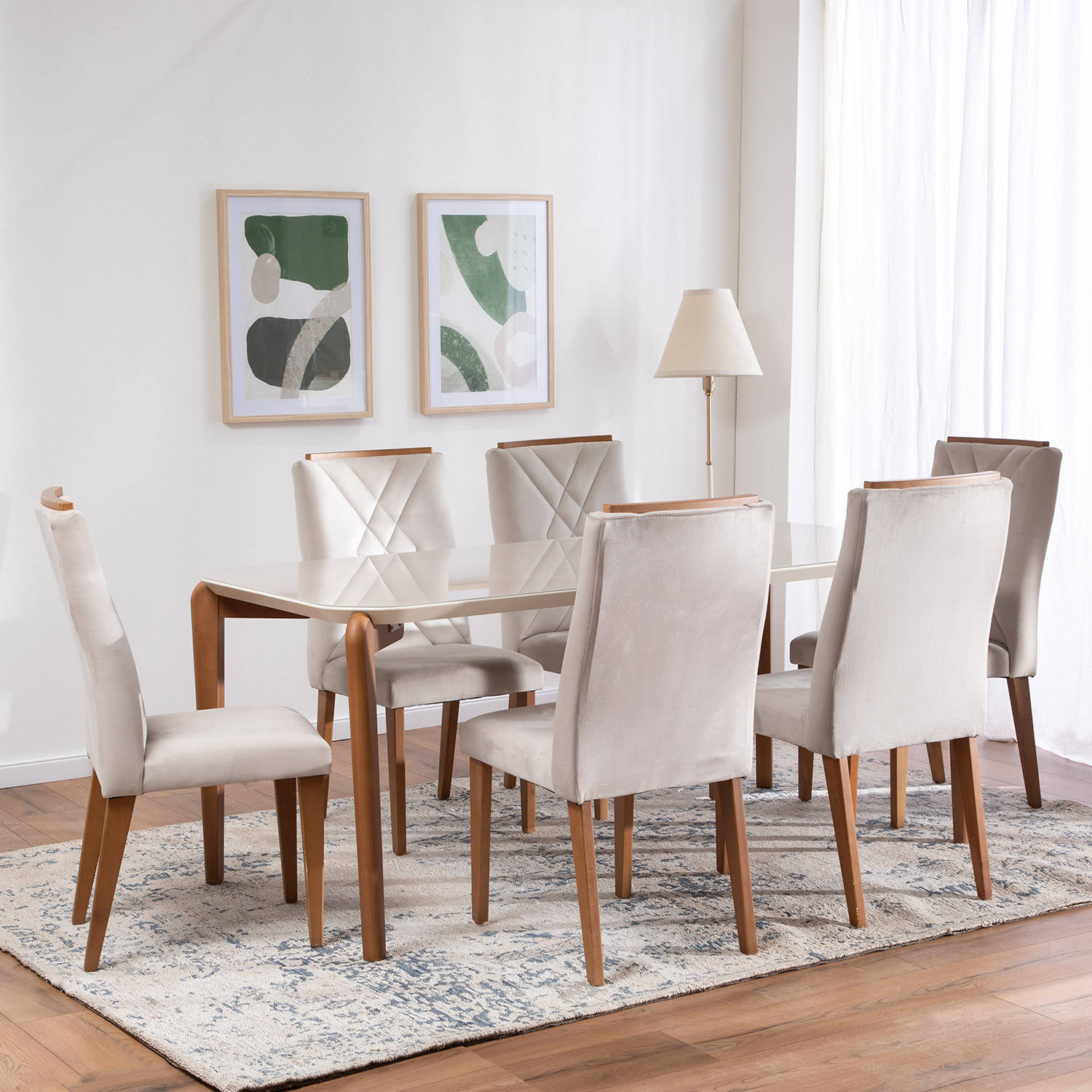 Comedor Donatella 1.8 + 6 Sillas Megan  1