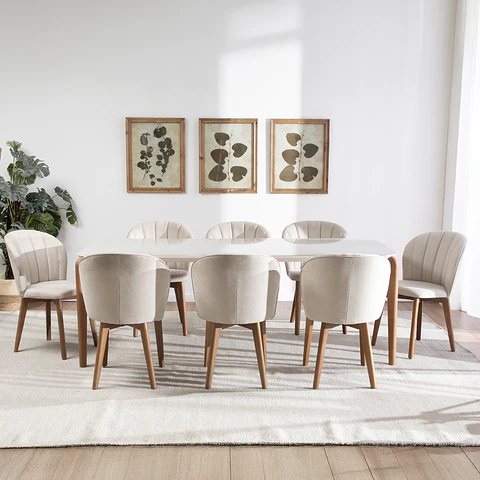 Comedor Donatella 2.2 + 8 Sillas Alba Soft Palha