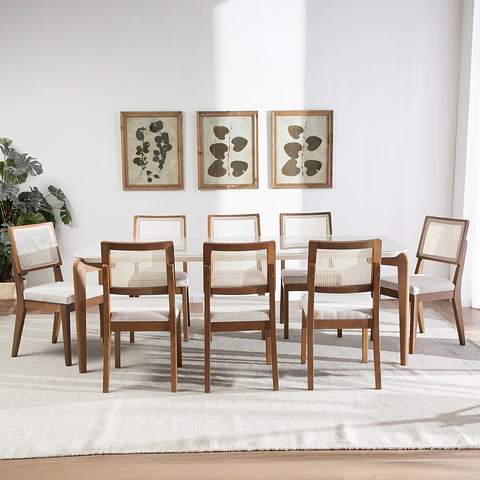 Comedor Donatella 2.2 + 8 Sillas Saga Ratan Ts L02
