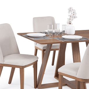 Comedor Avena 1.35 + 4 Sillas Kalina Soft Palha