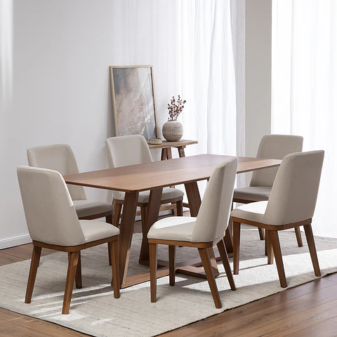Comedor Avena 1.6 + 6 Sillas Kalina Soft Palha