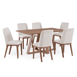 Comedor Avena 1.6 + 6 Sillas Kalina Soft Palha