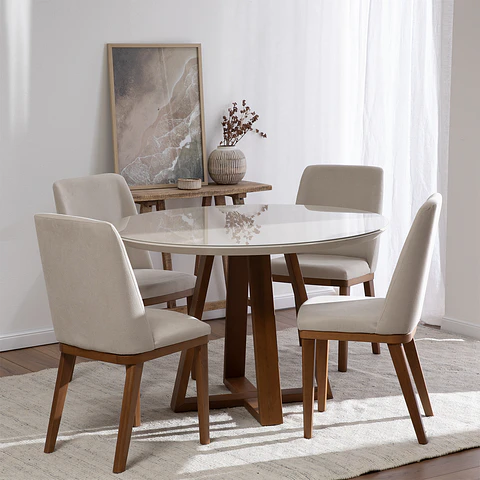 Comedor Benent Red 1.15 + 4 Sillas Kalina Soft Palha
