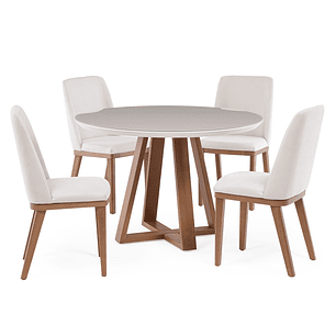 Comedor Benent Red 1.15 + 4 Sillas Kalina Soft Palha