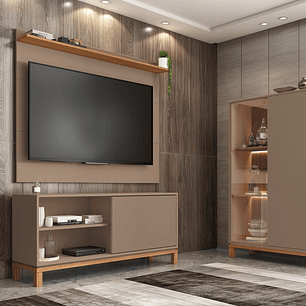 Set Mondrian panel extensible 1.35-1.8 + Rack 1.35  + Vitrina Gris Castaño 