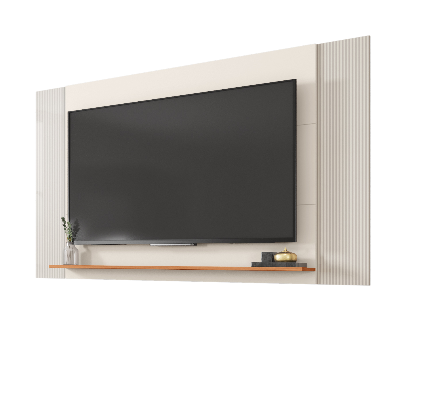 Set Mondrian panel Extensible 1.35-1.8 +Rack 1.5 +Vitrina OW Castaño 2