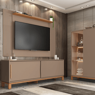 Set Mondrian panel extensible 1.35-1.8 + Rack 1.8 + Vitrina Gris Cast.