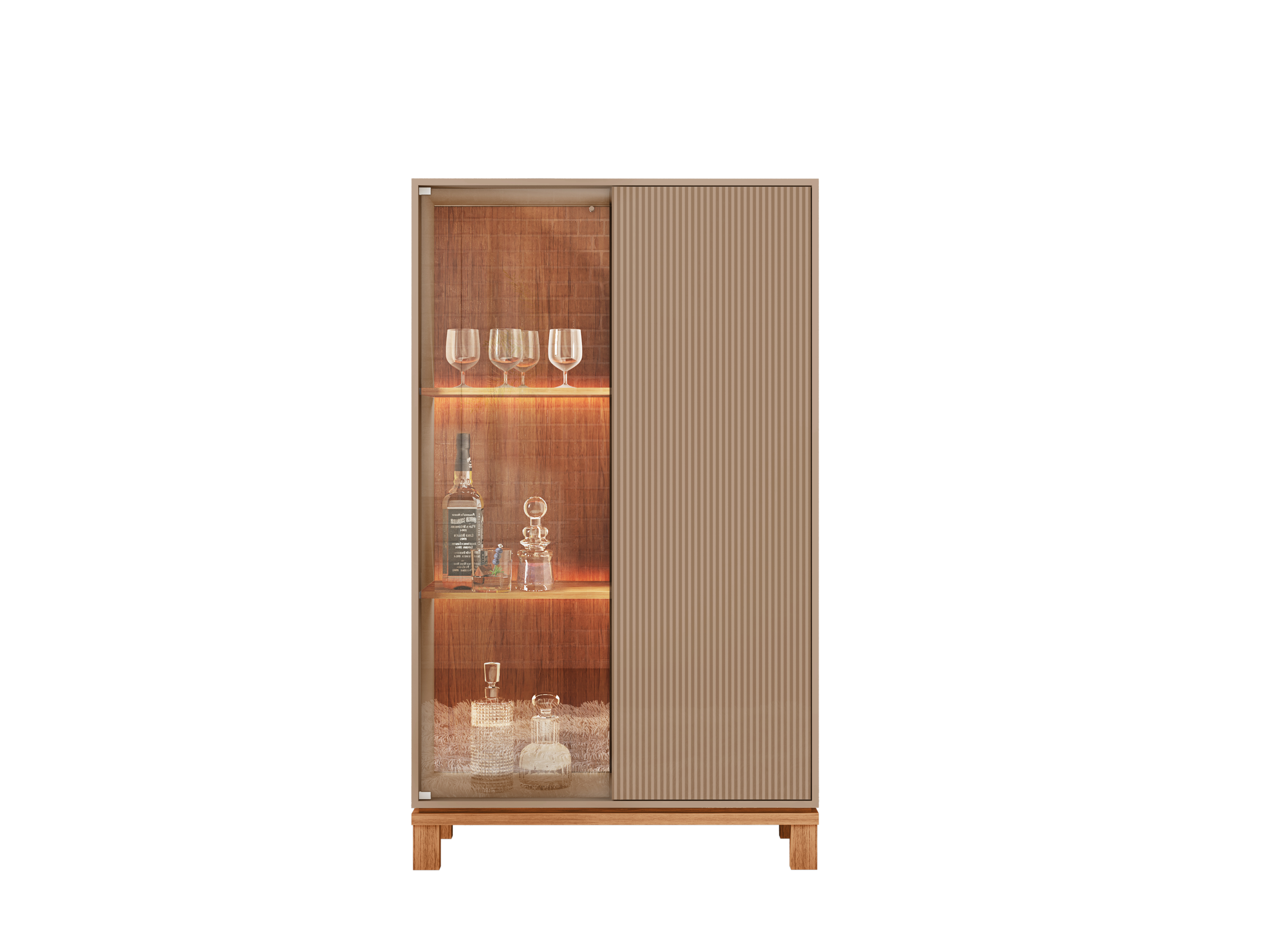 Set Mondrian panel extensible 1.35-1.8 + Rack 1.8 + Vitrina Gris Cast. 6