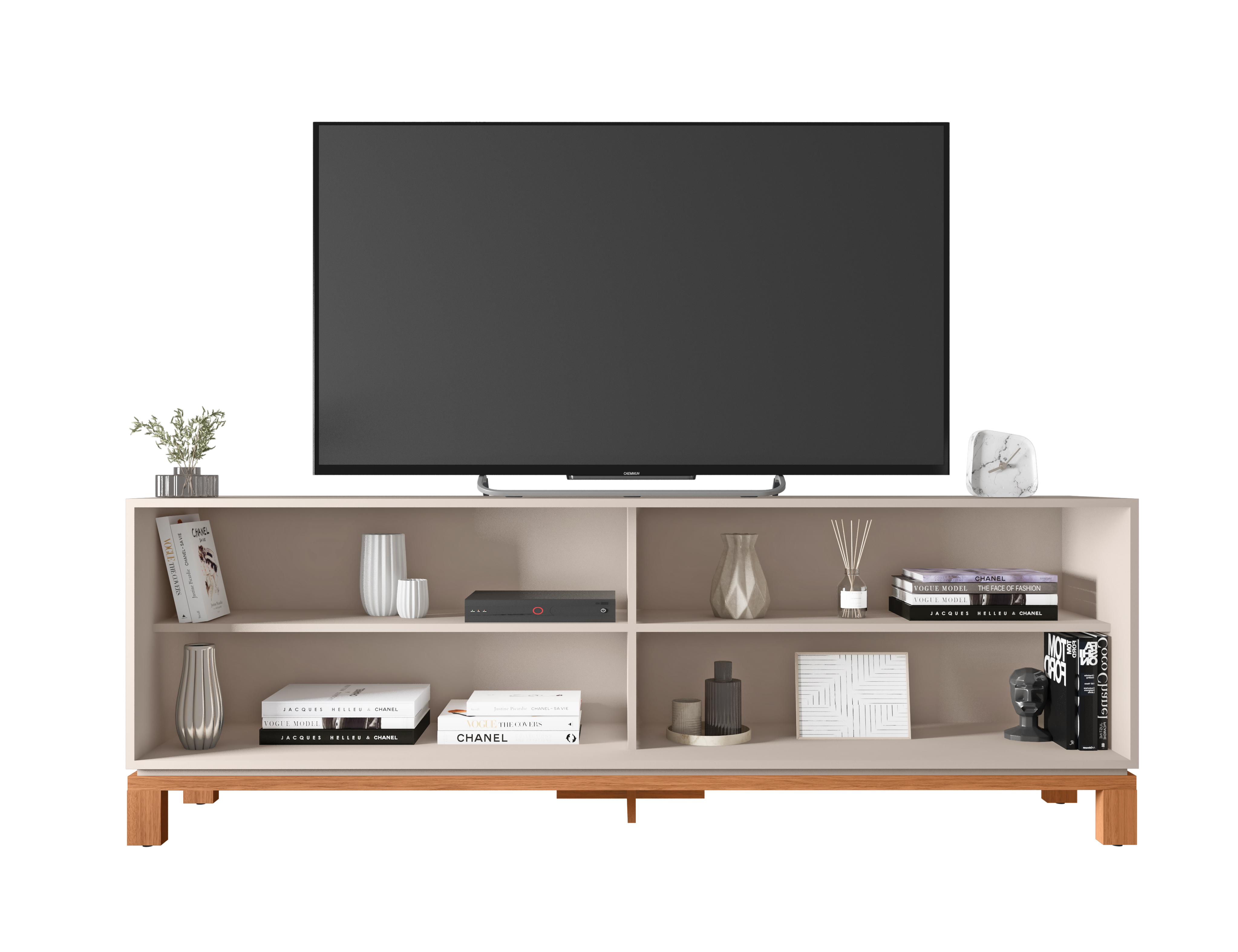 Set Mondrian panel extensible 1.35-1.8 + Rack 1.8 + Vitrina + Buffet 1.80 OW Castaño 6