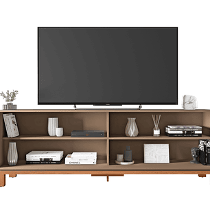 Set Mondrian panel extensible 1.35-1.8 + Rack 1.8 + Vitrina + Buffet 1.80 Gris Castaño