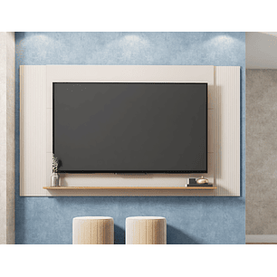 Set Mondrian panel extensible 1.35-1.8 + Rack 1.35  + Vitrina + Buffet 1.80 OW Castaño