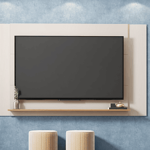 Set Mondrian panel extensible 1.35-1.8 + Rack 1.35  + Vitrina + Buffet 1.80 OW Castaño