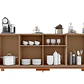 Set Mondrian panel extensible 1.35-1.8 + Rack 1.35  + Vitrina + Buffet 1.80 Gris Castaño - Miniatura 4