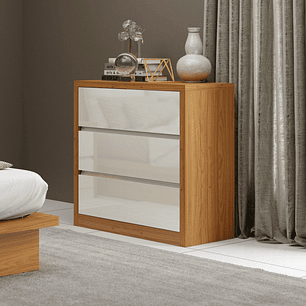 Comoda 3 cajones Tw150 Off White Castaño 