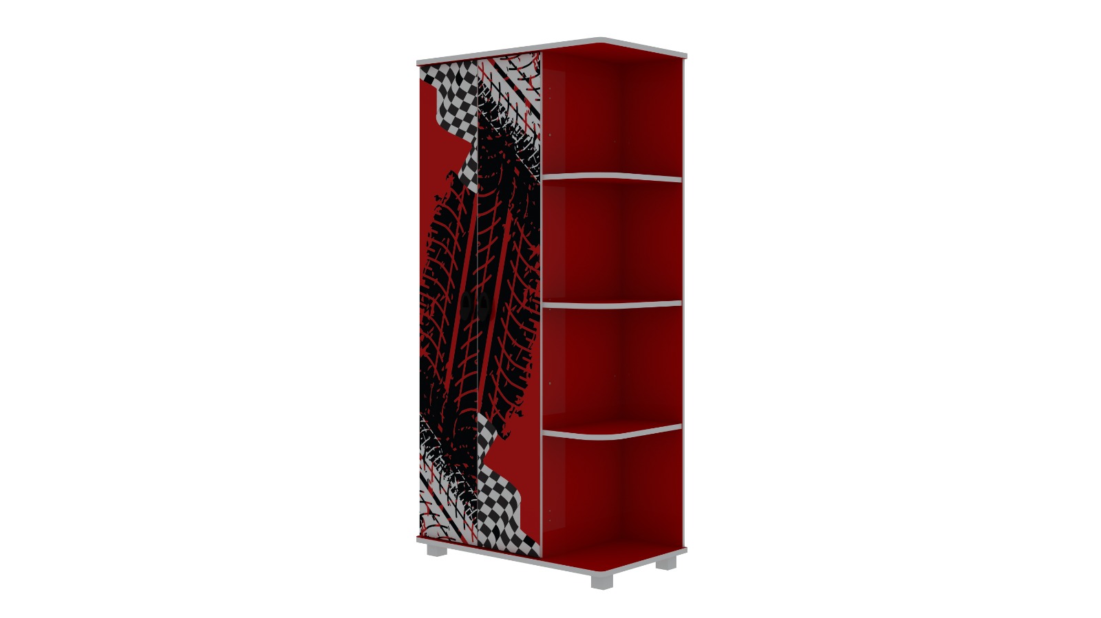 Closet Rally 2 Puertas + Repisa Rojo 3