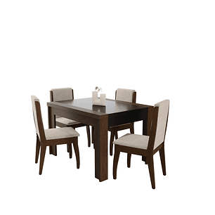 Comedor Lorenzi 1.20 + 4 sillas Castaño 