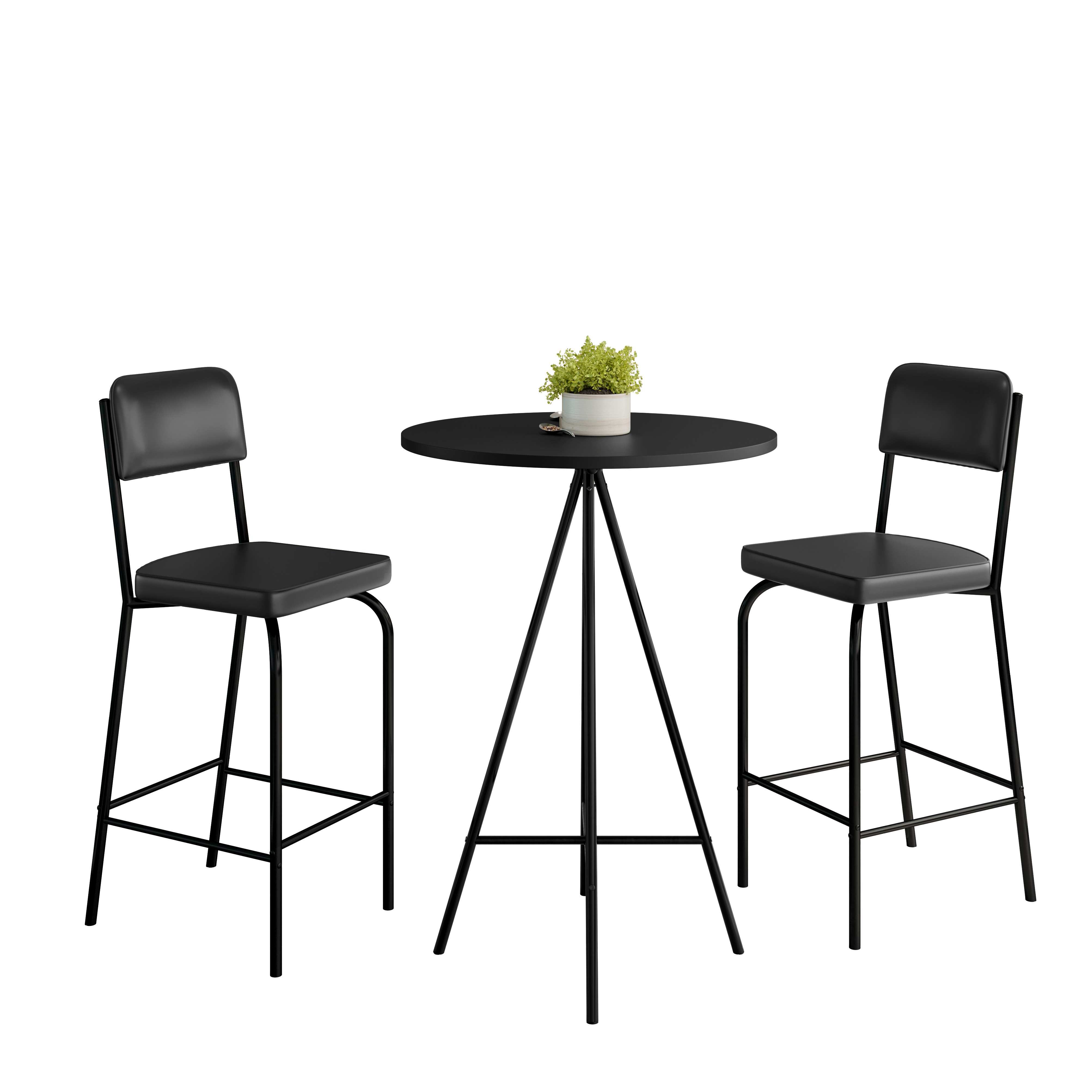 Mesa Bar Milao Negro+2 Banquetas Vintage Negra Pata Negra 2