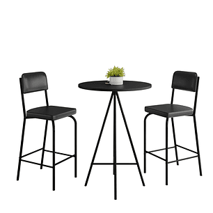 Mesa Bar Milao Negro+2 Banquetas Vintage Negra Pata Negra