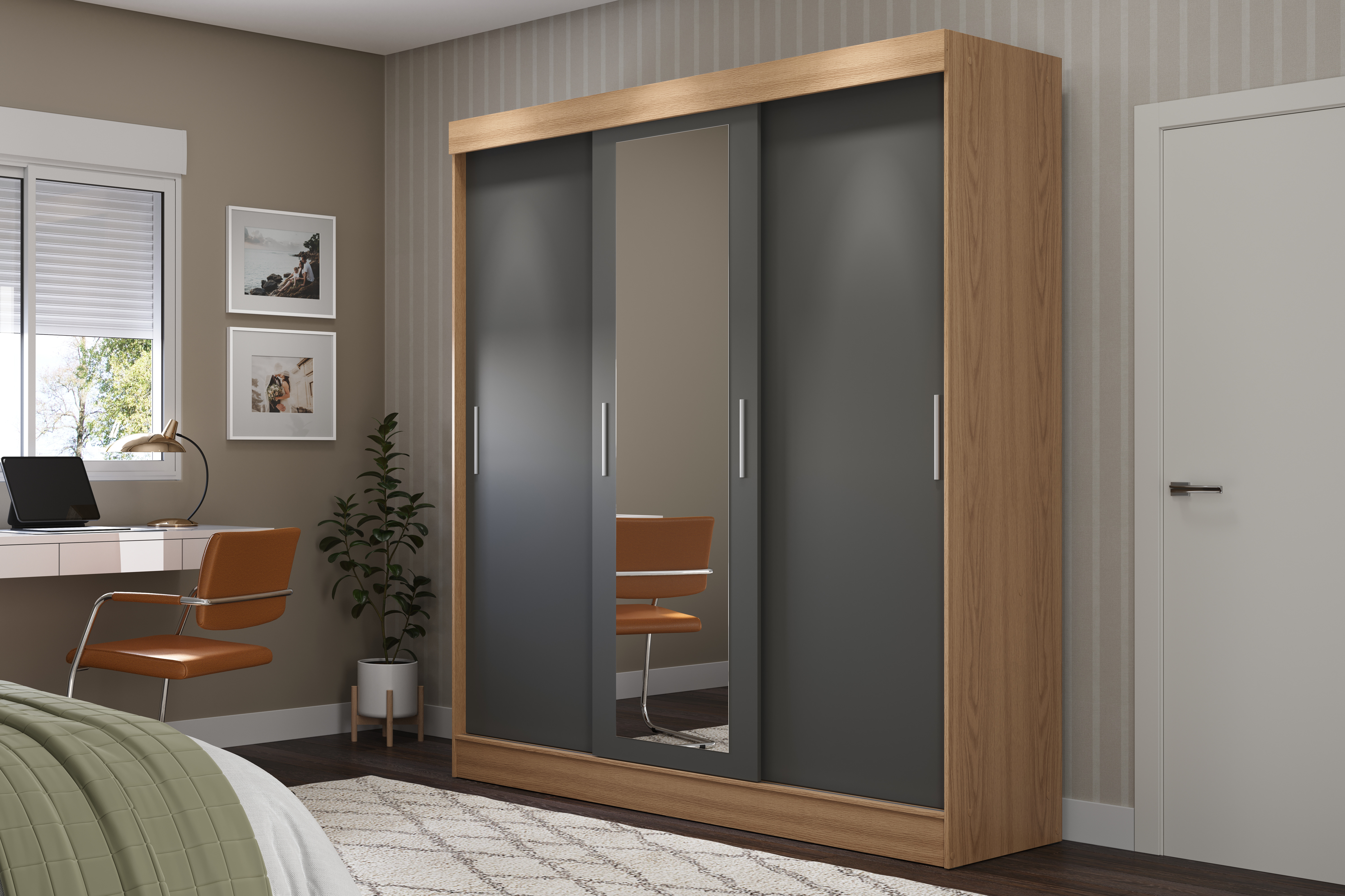 Closet Mallorca 3P Carvalho Grafito 1