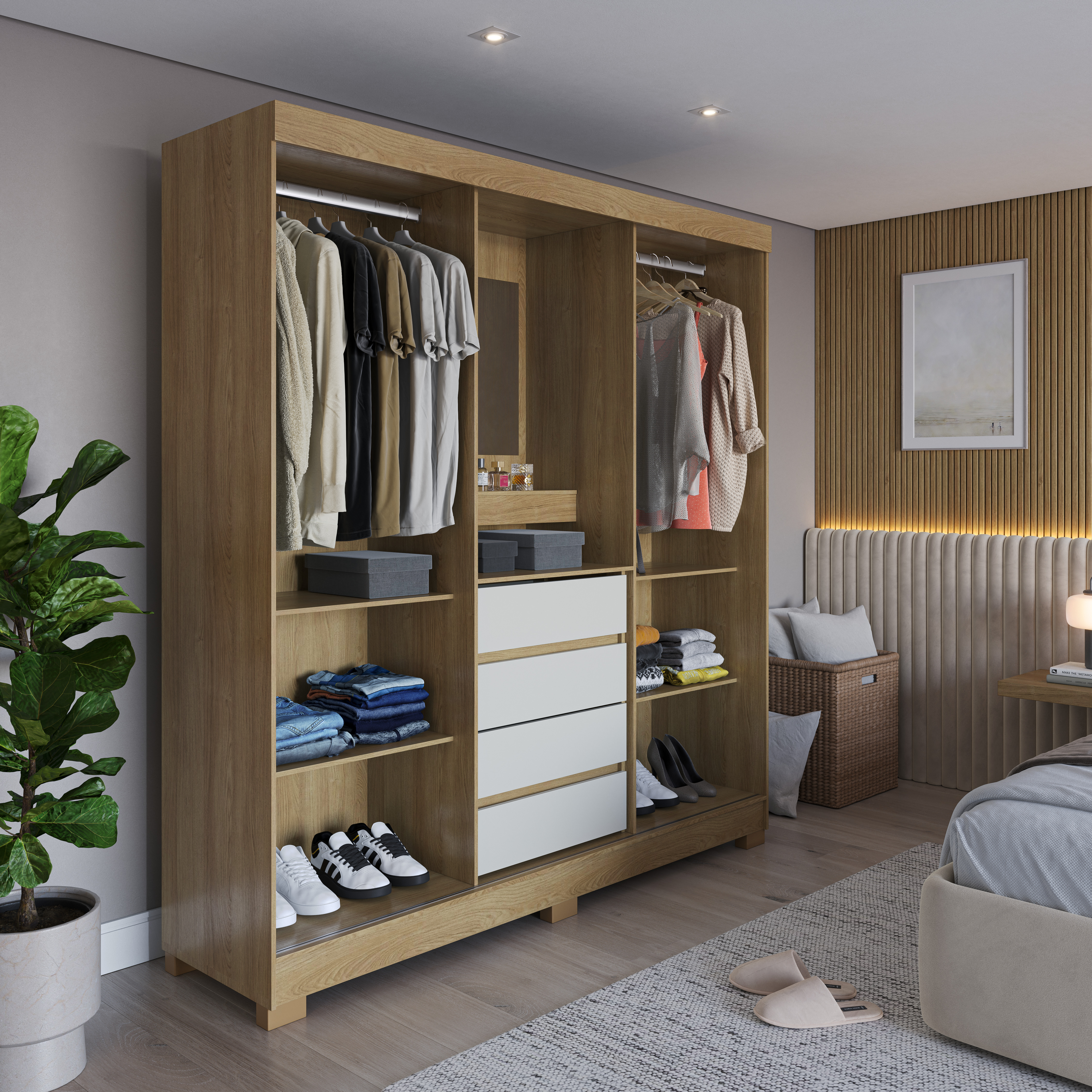 Closet Toscana 2P Capelina Carvalho Off White 3