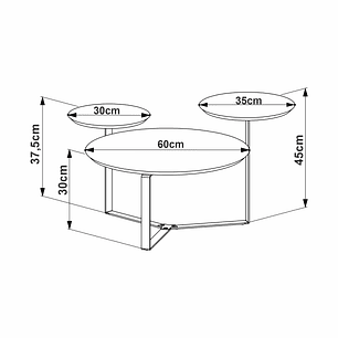 Mesa Triple Centro Domenica 28021 Negro Base Dorada 