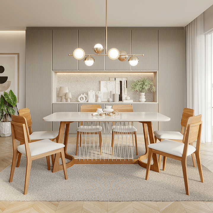 Comedor Tulipa 1.8 + 6 Sillas Ipe Linho 100% Madera 1