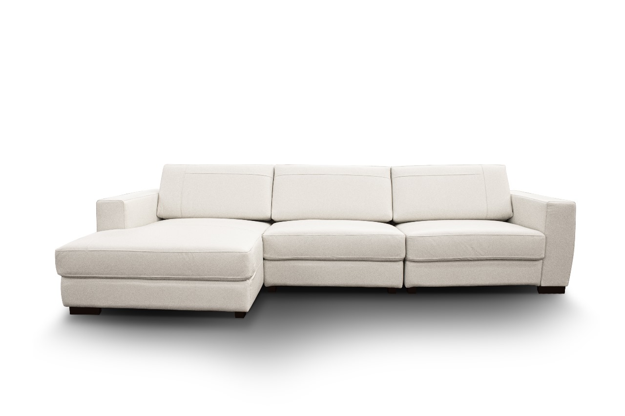 Sofá Albert 3073 + Chaise Off White 100% Cuero  3