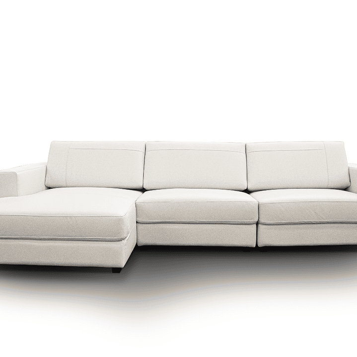 Sofá Albert 3073 + Chaise Off White 100% Cuero  3
