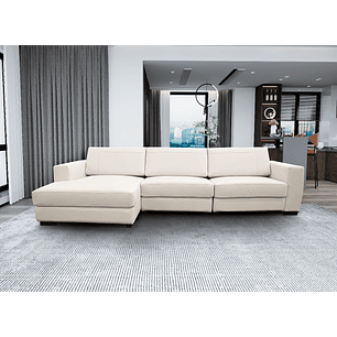 Sofá Albert 3073 + Chaise Off White 100% Cuero 