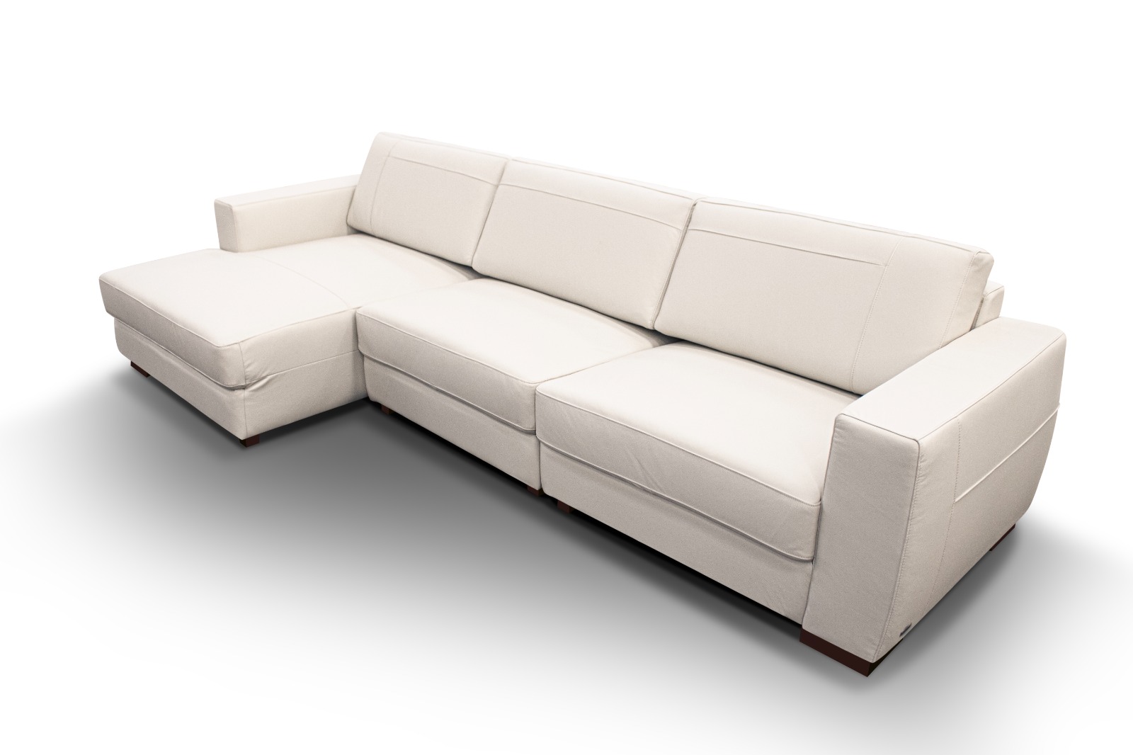 Sofá Albert 3073 + Chaise Off White 100% Cuero  2