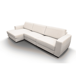 Sofá Albert 3073 + Chaise Off White 100% Cuero 