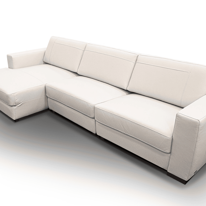 Sofá Albert 3073 + Chaise Off White 100% Cuero  2