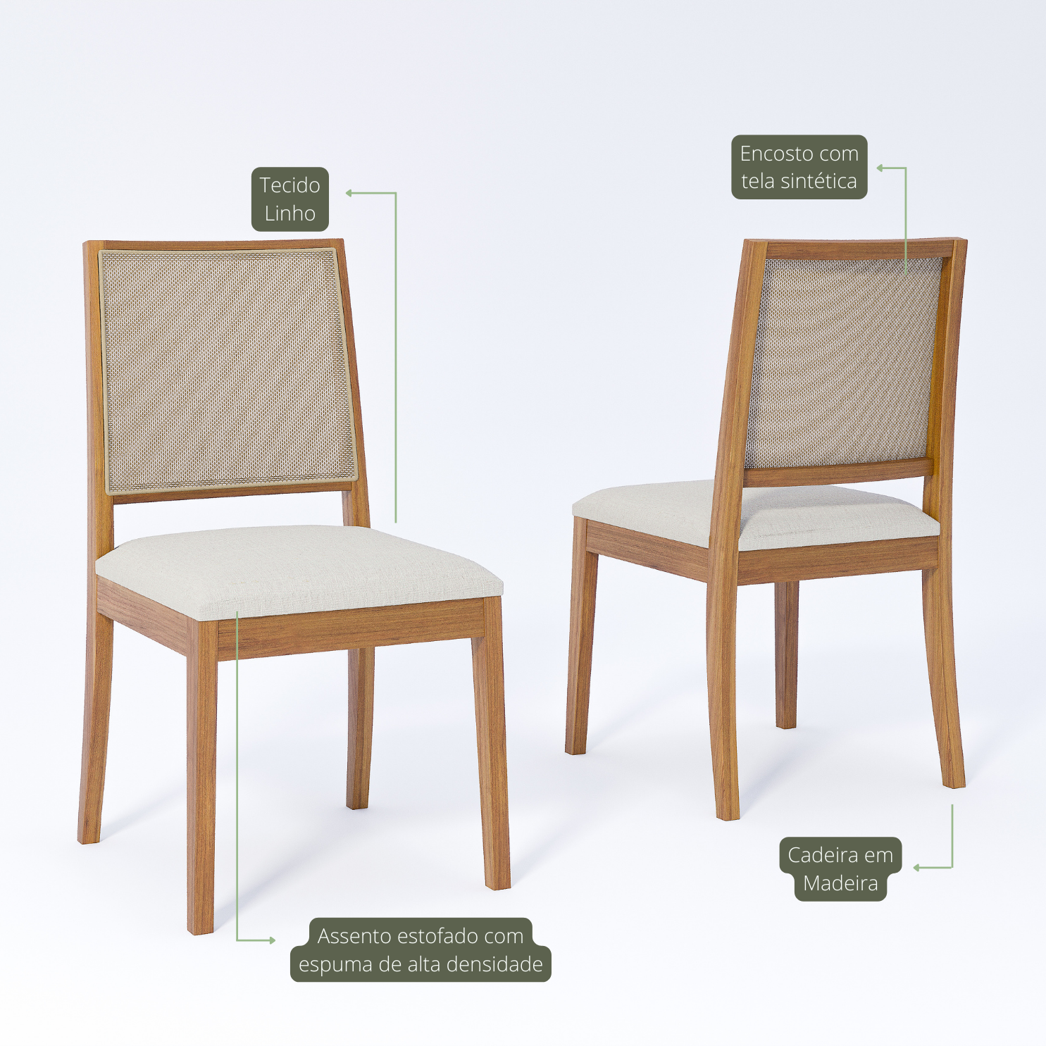 Comedor Regia 1.8 Off White + 6 Sillas Buriti Crudo 100% Madera 2