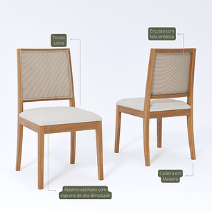 Comedor Regia 1.8 Off White + 6 Sillas Buriti Crudo 100% Madera