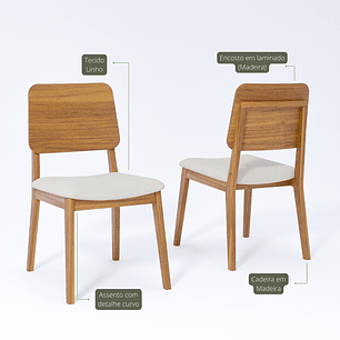 Comedor Regia Oval 2.1 + 6 Sillas Ipe Linho 100% Madera