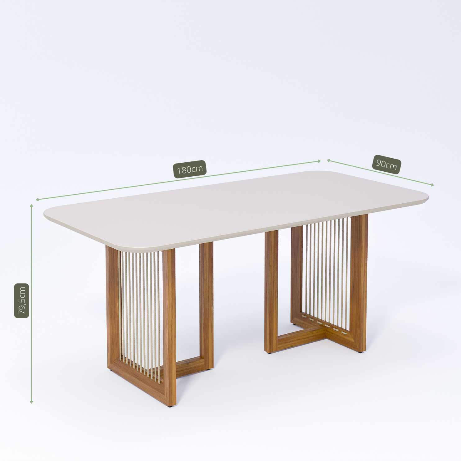 Comedor Regia 1.8 Off White + 6 Sillas Buriti Crudo 100% Madera 3