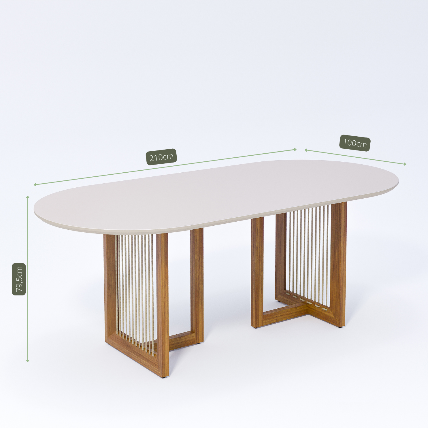 Comedor Regia Oval 2.1 + 6 Sillas Ipe Linho 100% Madera 3