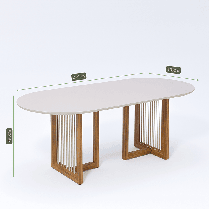 Comedor Regia Oval 2.1 + 6 Sillas Ipe Linho 100% Madera 3