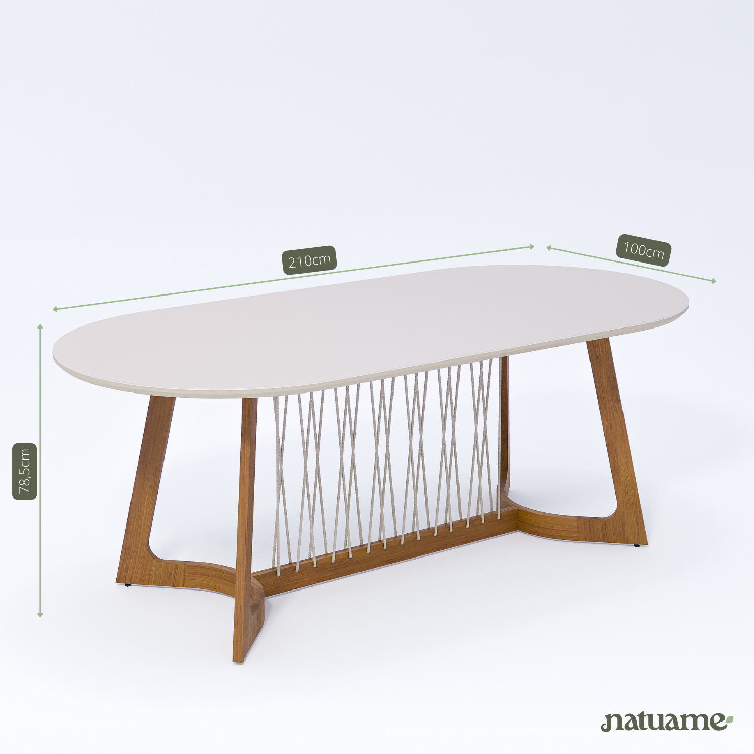 Comedor Tulipa Oval 2.1 + 6 Sillas Ipe Linho 100% Madera  3