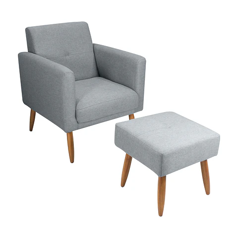 Poltrona Pequim Con Puff Gris E-487