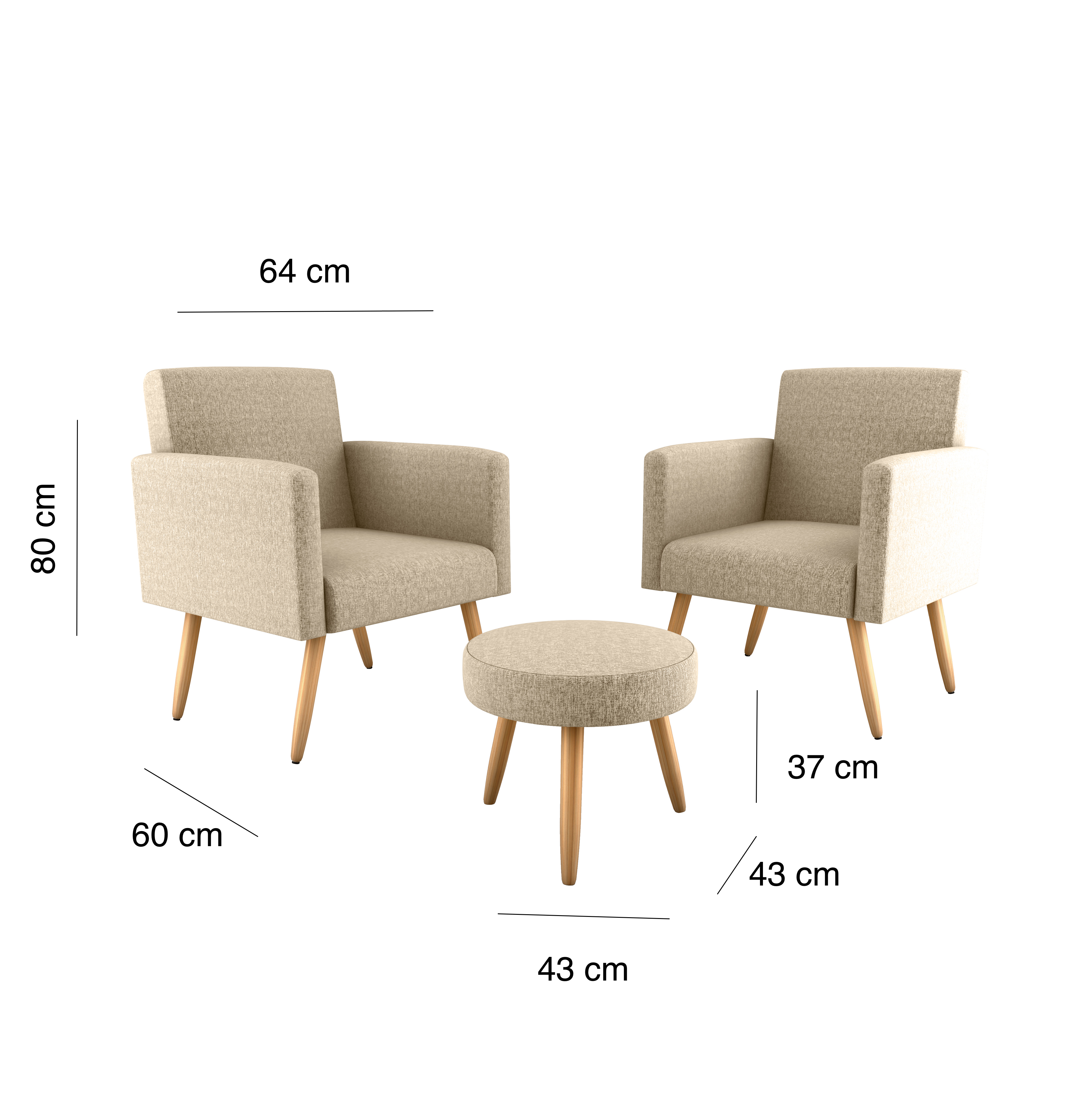 Set 2 Poltronas Dallas más Puff E-486 3